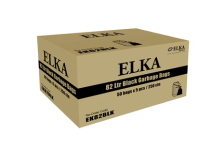 ELKA 82L BLACK GARBAGE BAGS CARTON OF 250 (ROLL)