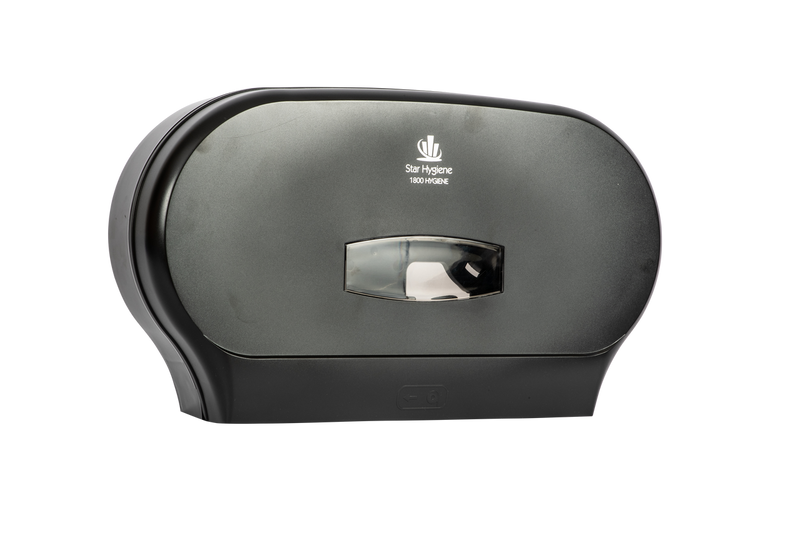 Star Hygiene Double Jumbo Toilet Roll Dispenser - Matte Black