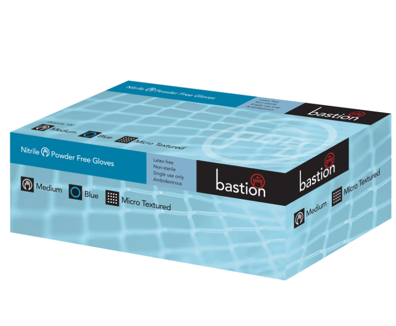 Bastion Nitrile Disposable Gloves (Powder Free - Blue)
