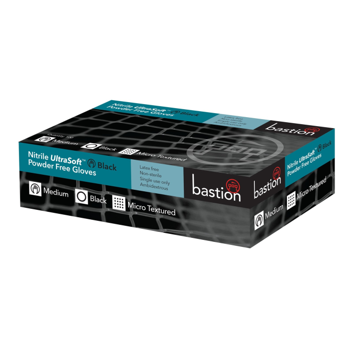 Bastion Nitrile Ultra Soft Gloves (Powder Free - Black)