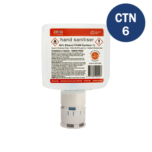 Zexa 9-730 Foam Hand Sanitiser 1L x 6