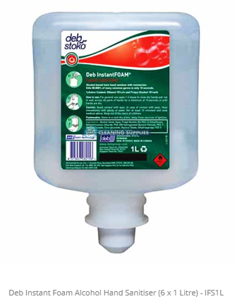 Deb Instant Foam Alcohol Hand Sanitiser (6 x 1 Litre)