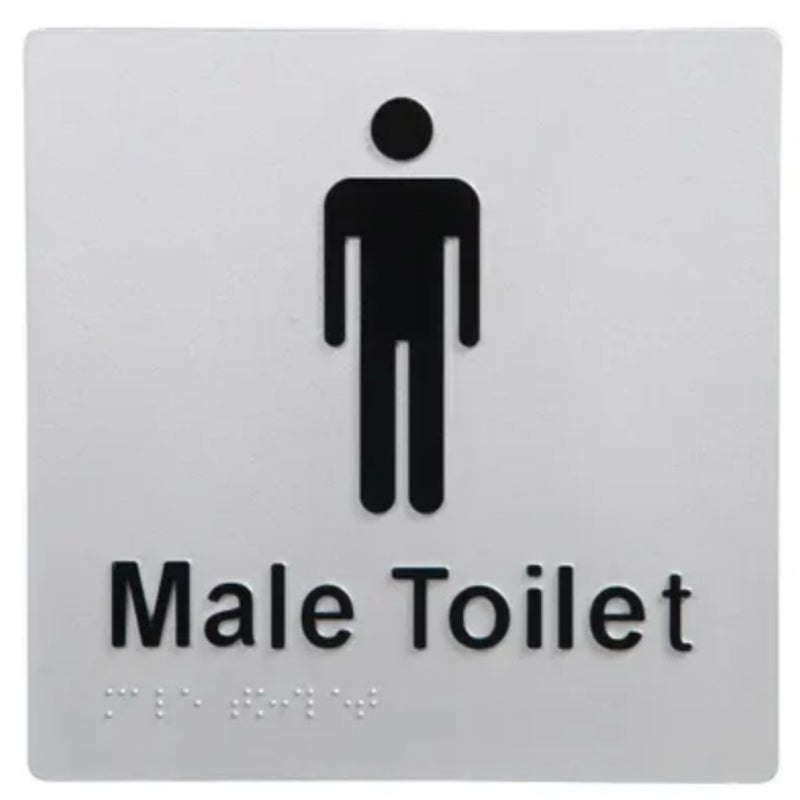 Dolphy Toilet Sign (Silver/Black - Braille) | Commercial Washroom Sign Australia