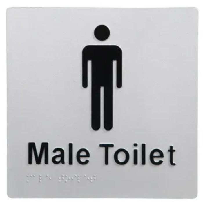Dolphy Toilet Sign (Silver/Black - Braille) | Commercial Washroom Sign Australia