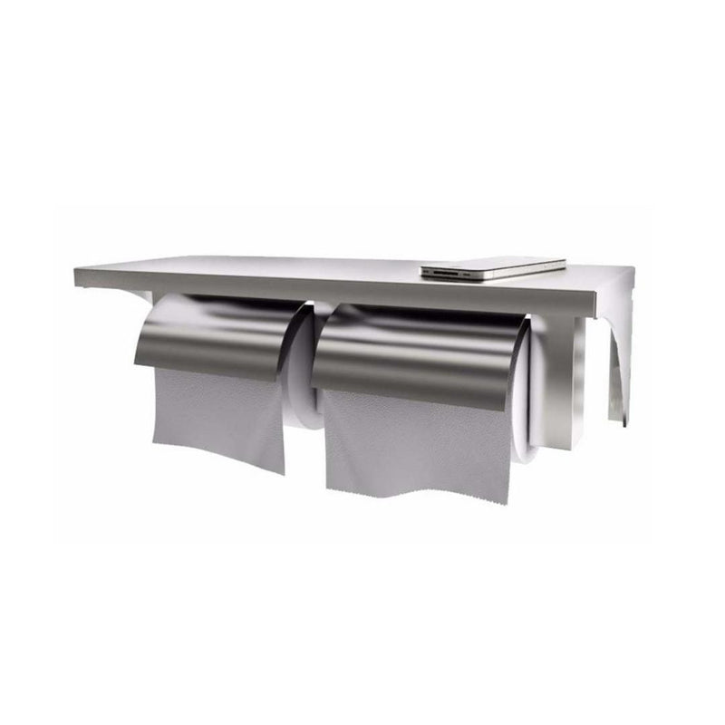 Dolphy Twin Toilet Roll Holder with Shelf (Stainless Steel) | Commercial Toilet Paper Dispenser Australia