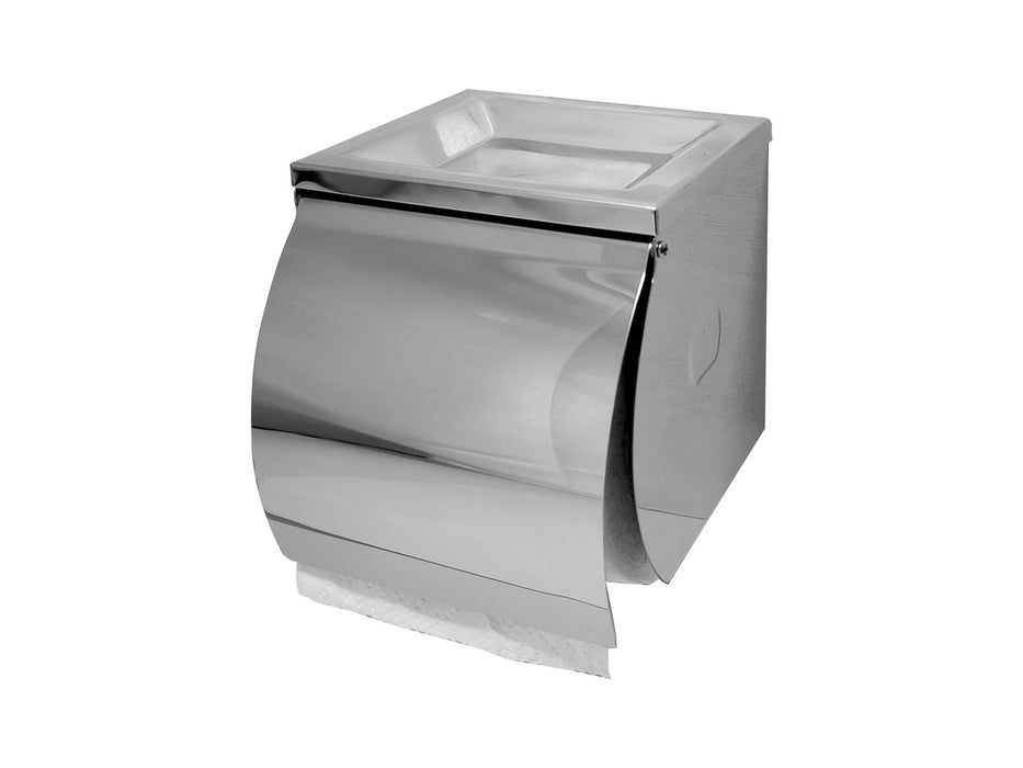 Dolphy Toilet Roll Holder with Shelf & Cover (Stainless Steel)