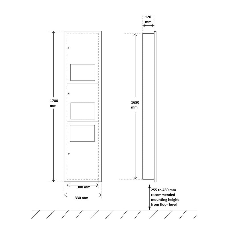 Dolphy 3-In-1 Washroom Recessed Panel (Stainless Steel) | Commercial Soap Dispenser Australia