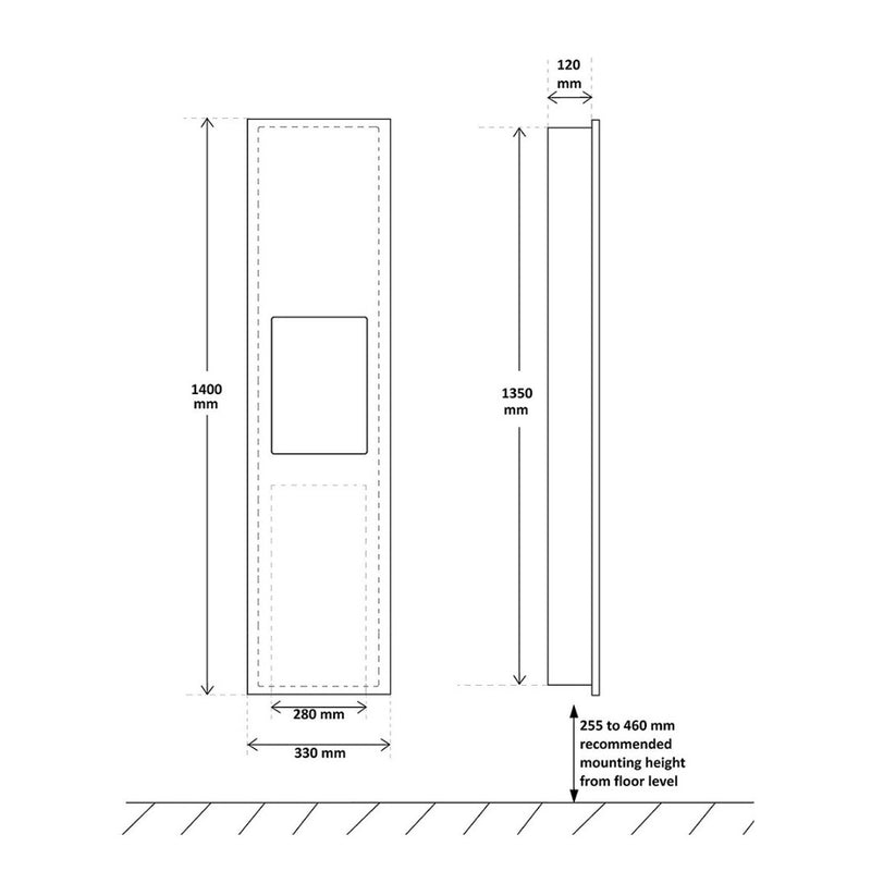 Dolphy 2-In-1 Washroom Recessed Panel (Stainless Steel) | Commercial Soap Dispenser Australia