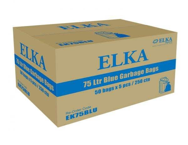 Elka 75L Blue Garbage Bags (CTN 250)
