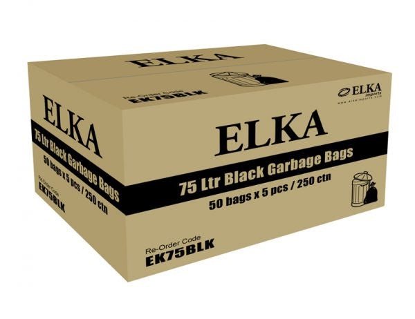 Elka 75L Black Garbage Bags (CTN 250)