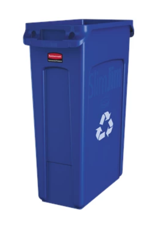 RUBBERMAID BIN-VENTED SLIM JIM® RECYCLING 87L BLUE