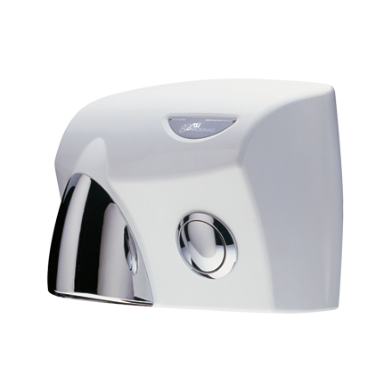 ASI JD Macdonald Button Operated Hand Dryer (White/Silver Gloss)