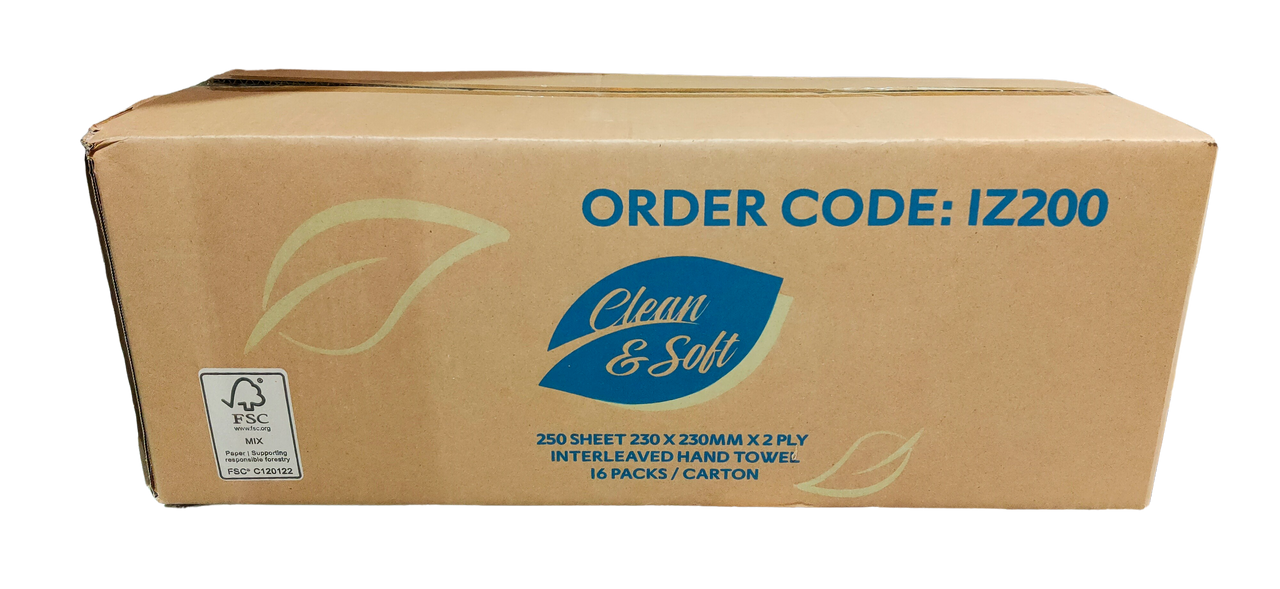 CLEAN AND SOFT 2 Ply Executive Interfold Hand Towel 23x23cm Carton of 4000