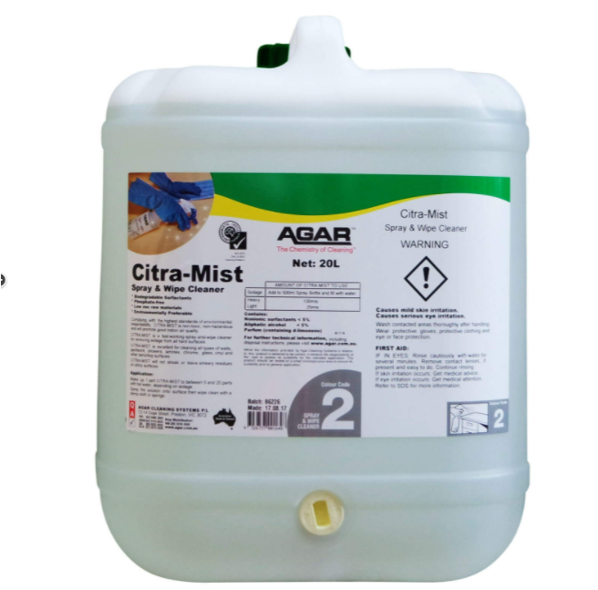 AGAR Citra-Mist Spray & Wipe Cleaner (20L)