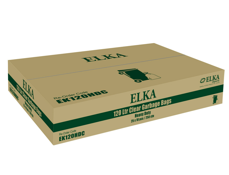 Elka 120L Clear Heavy Duty Garbage Bags