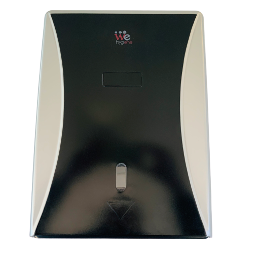Interleave Paper Towel Dispenser Black & Silver | Commercial Wall Mounted Hand Towel Dispenser
