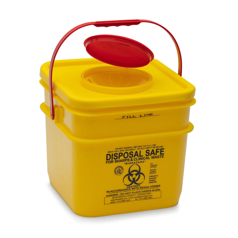 Yellow Sharps Safe – 12.5L Square 90mm