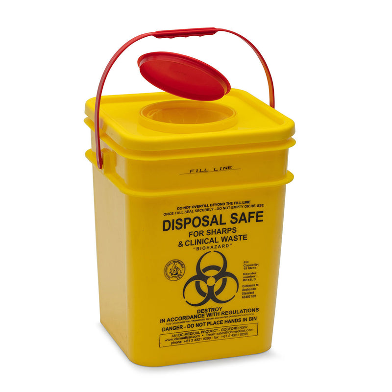 Yellow Sharps Safe – 17.5L Square 125mm