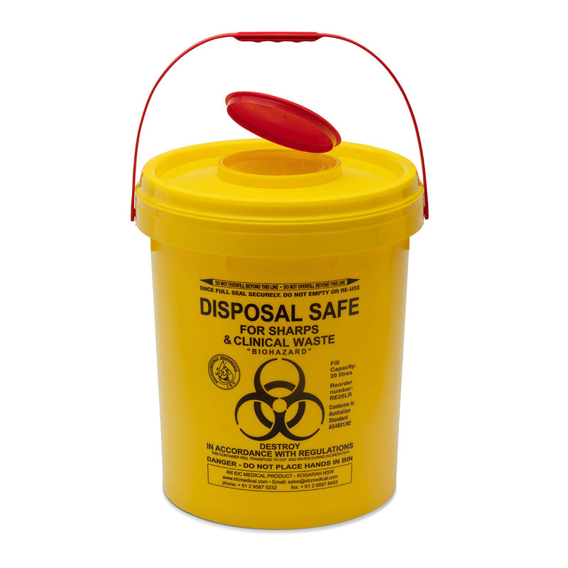 Yellow Sharps Safe – 23L Round 125mm