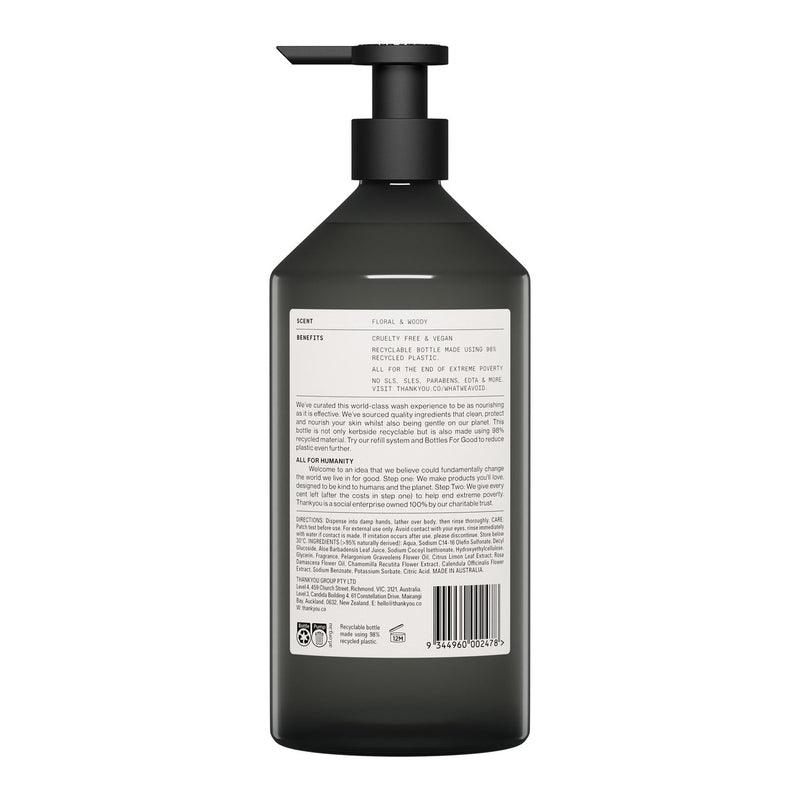 Thankyou. Body Wash (Botanical Geranium, Rose & Wood, 1L)