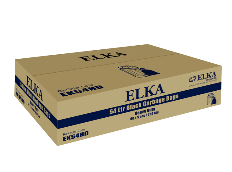 Elka 54L Black Heavy Duty Garbage Bags