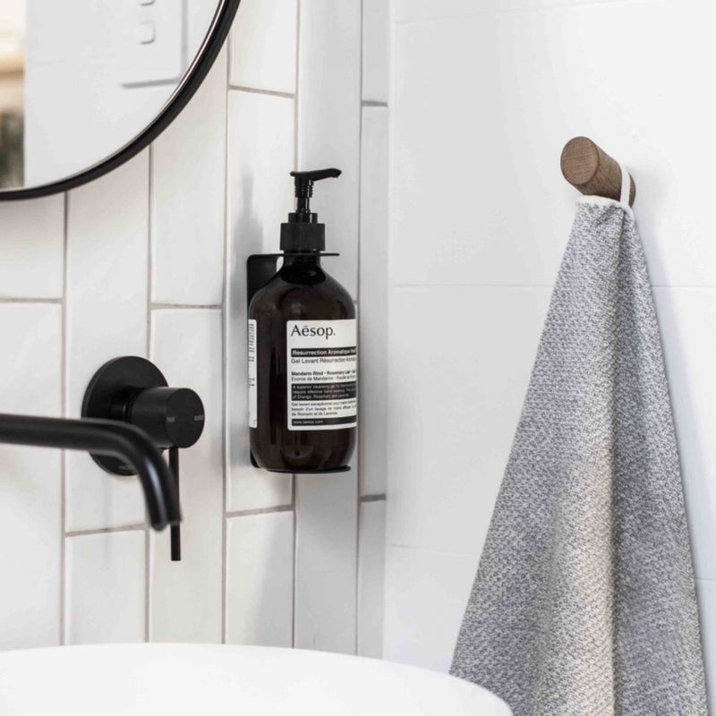 Designstuff Sanitiser & Soap Dispenser Holder, Wallmount Single Bracket 500ml – Matte Black