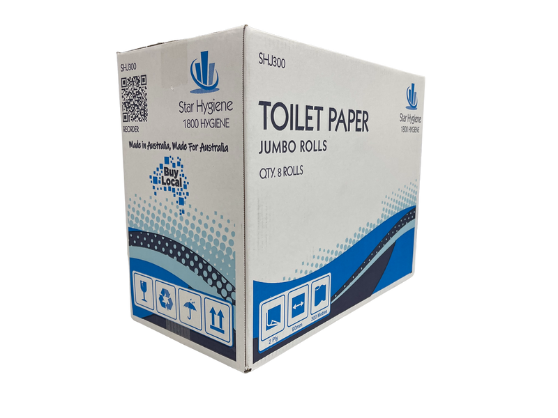 Jumbo Toilet Paper 2 Ply 300m (CTN 8) | Star Hygiene – Made in Australia