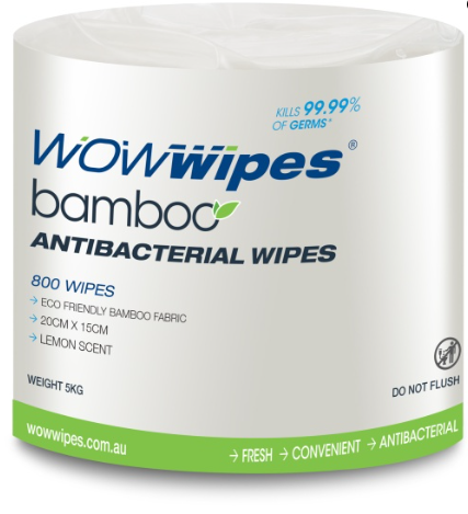 WOW Wipes BAMBOO - Premium Biodegradable wipes 4 Rolls of 800 wipes